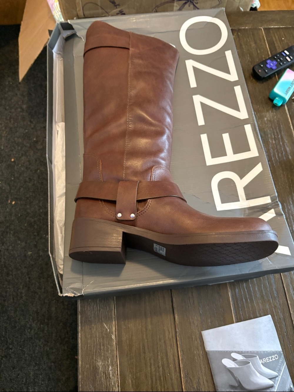 Woman’s moto Brown Leather Riding Boots - Picture 8 of 10